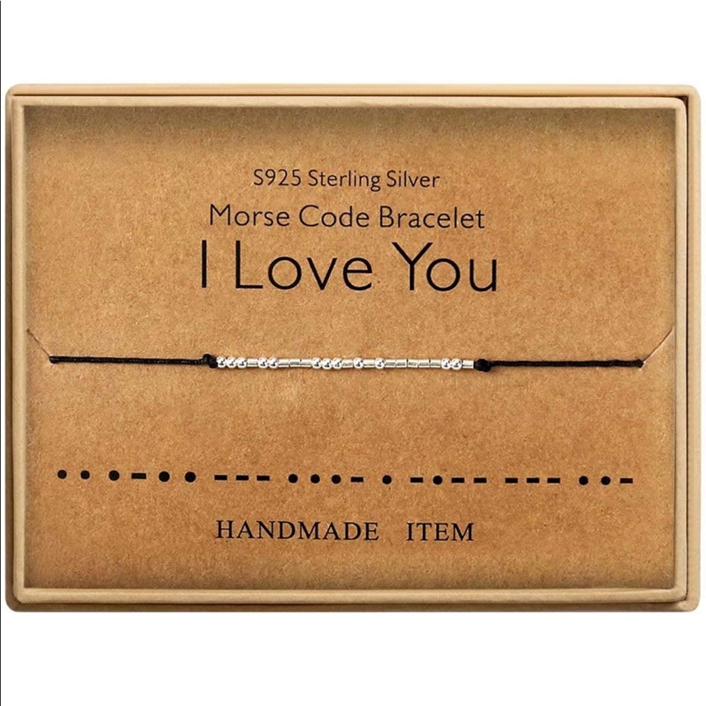 S925 Morse Code Bracelet Sterling Silver Beads on Silk Cord Secret Message